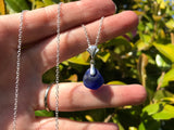 Spanish Blue Bonfire Sea Glass Necklace Sterling