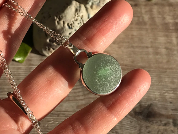 Sea Glass Marble necklace - Green Cat's Eye