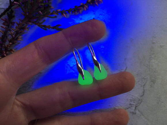 UV Seaham Sea Glass Earrings, Wave Mermaid Tail Design