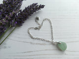 Seafoam Seaham Sea Glass Bracelet - Heart Charm 7” plus 1” Sterling