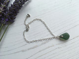 Green Seaham Sea Glass Bracelet - Heart Charm 7” plus 1” Sterling