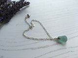Seafoam Seaham Sea Glass Bracelet - Star Charm 7” plus 1” Sterling
