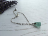 Seafoam Seaham Sea Glass Bracelet - Star Charm 7” plus 1” Sterling