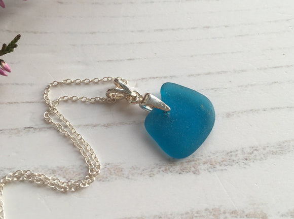 Electric Turquoise Sea Glass Necklace