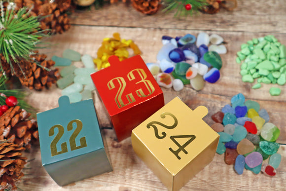 Sea Glass Advent Calendar 24 Days - 2 Pieces of Jewellery & Mudlarking Treasures