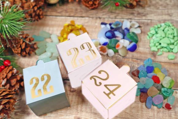 Sea Glass Advent Calendar 24 Days - 2 Pieces of Jewellery & Mudlarking Treasures