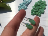 Waterdops - Green Milk Sea Glass, Sterling Silver Earrings