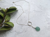 Japanese Ohajiki Y Chain Necklace - Sea Foam