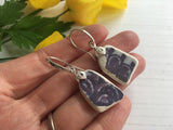 Scottish Sea pottery earrings - Purple Spongeware