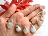 Leaf Design Opalescent sea glass necklace - 18" sterling silver multi pendants