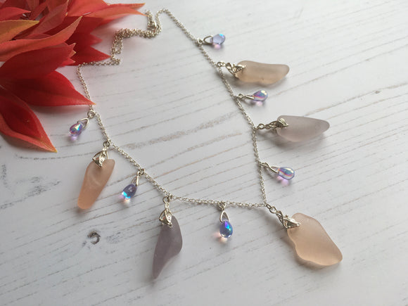 Apricot Lavender Alexandrite Necklace - Sea Glass 22