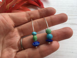 Mudlark bead earrings - ocean colour earrings, sterling silver