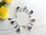 Scottish Sea Pottery Blue Bracelet - 7” plus 1” Sterling Silver