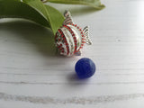 Red Sea Glass Marble Fish - With Cobalt Blue Marble