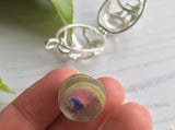 ULTRA Rare German Sea Glass Marble, Beach Marble in Oval Locket