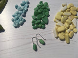 Jadeite Milk Sea Glass Wave Earrings, Sterling Silver