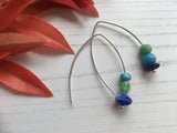 Mudlark bead earrings - ocean colour earrings, sterling silver