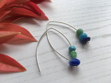 Mudlark bead earrings - ocean colour earrings, sterling silver