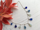 Oceanic Shades Sea Glass Necklace, Opalescent Blue - Seaham 18" Sterling Silver