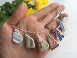 Sea Pottery Rainbow Pattern Necklace - 18" sterling silver