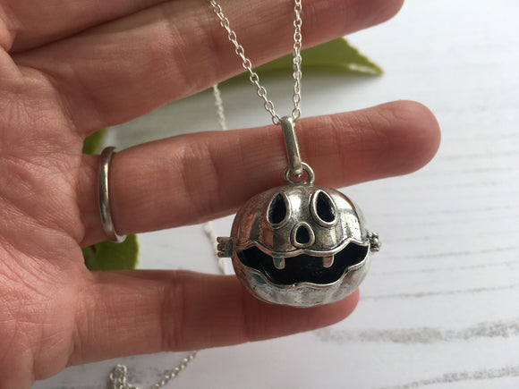 Sea Glass Marble Pumpkin Halloween Pendant