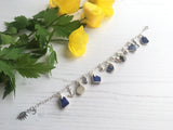 Scottish Sea Pottery Blue Bracelet - 7” plus 1” Sterling Silver