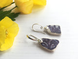 Scottish Sea pottery earrings - Purple Spongeware