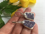 Scottish Sea pottery earrings - Purple Spongeware