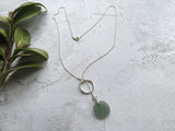Japanese Ohajiki Y Chain Necklace - Sage Green