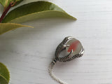 Red Cats Eye Sea Glass Marble - Dragon Claw Pendant