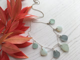 Grey Opalescent Sea Foam Shades Sea Glass Necklace - 22' Sterling Silver