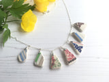 Sea Pottery Rainbow Pattern Necklace - 18" sterling silver