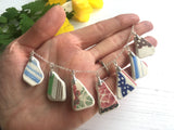 Sea Pottery Rainbow Pattern Necklace - 18" sterling silver