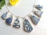 Sea Pottery Blue Necklace - Watercolour 18” Sterling Silver
