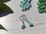 Milk Sea Glass Earrings, Light blue angel wing earrings sterling silver