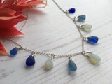 Oceanic Shades Sea Glass Necklace, Opalescent Blue - Seaham 18" Sterling Silver