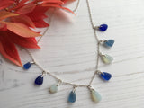Oceanic Shades Sea Glass Necklace, Opalescent Blue - Seaham 18" Sterling Silver