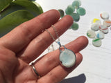 ULTRA RARE Japanese Sea Glass Ohajiki with hand symbol, Flat Marble Necklace, Beach Found Japan Sea Glass