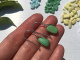 Jadeite Milk Sea Glass Wave Earrings, Sterling Silver