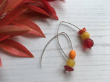 Mudlark bead earrings - sunset colour earrings, sterling silver