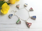 Scottish Spongeware Sea Pottery Bracelet - 7” plus 1” Sterling Silver