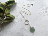 Japanese Ohajiki Y Chain Necklace - Sage Green