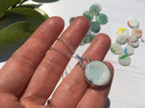 ULTRA RARE Japanese Sea Glass Ohajiki with hand symbol, Flat Marble Necklace, Beach Found Japan Sea Glass