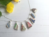 Sea Pottery Rainbow Pattern Necklace - 18" sterling silver