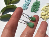 Jadeite Milk Sea Glass Wave Earrings, Sterling Silver