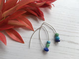 Mudlark bead earrings - ocean colour earrings, sterling silver