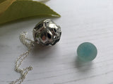 Sea Glass Marble Pumpkin Halloween Pendant