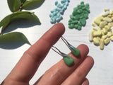 Jadeite Milk Sea Glass Wave Earrings, Sterling Silver