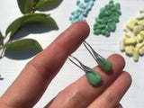 Jadeite Milk Sea Glass Wave Earrings, Sterling Silver