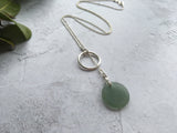 Japanese Ohajiki Y Chain Necklace - Sage Green